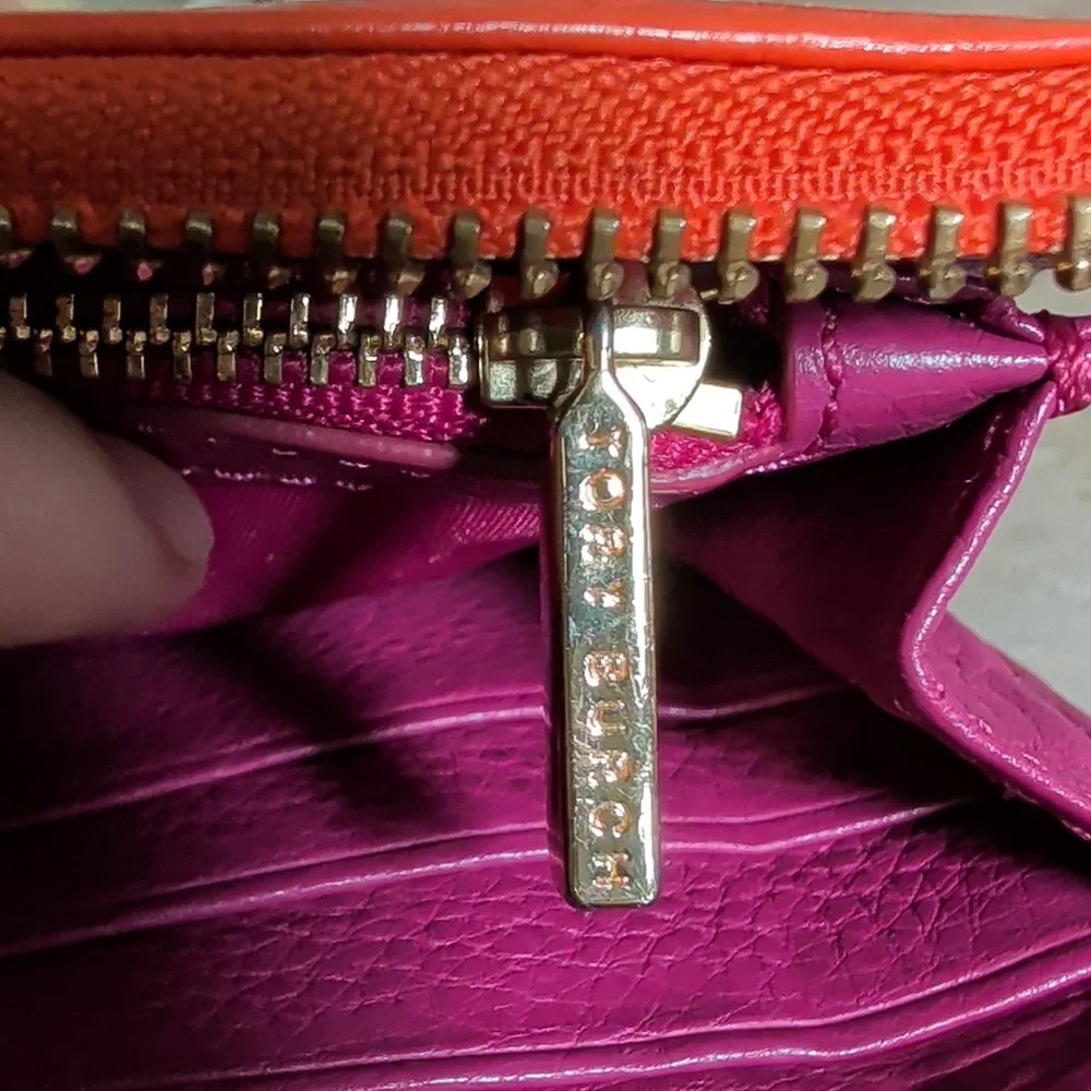 LIKE NEW Tory Burch Orange & Purple Wallet - Picture 10 of 11